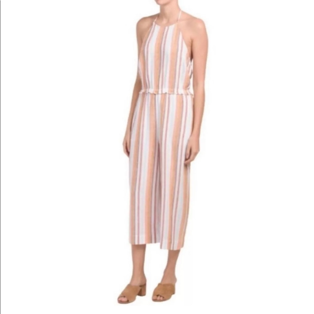 Cloth & Stone Linen Striped Halter Jumpsuit NWOT
